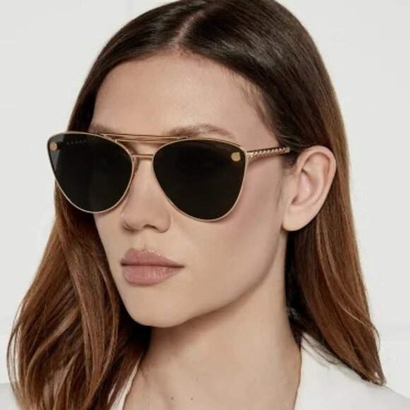 Versace VE2267 100287 BRAND NEW Sunglasses Gold Dark Gradient Pilot Unisex - Picture 1 of 10
